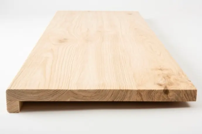 Stair tread Solid Ash Hardwood with overhang, Rustic grade, 20 mm brushed unfinished