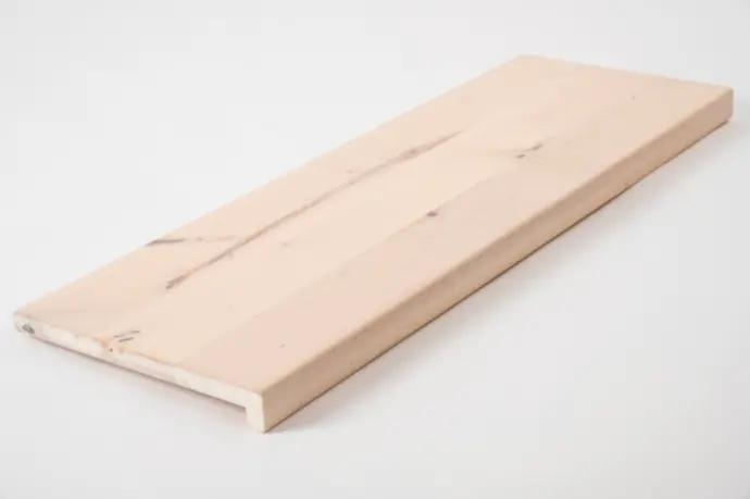 Stair tread Solid Birch with overhang, 20 mm, chalked hard wax oil nature white