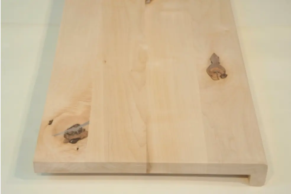Stair tread Solid Maple Hardwood with overhang, Rustic grade, 20 mm, unfinished
