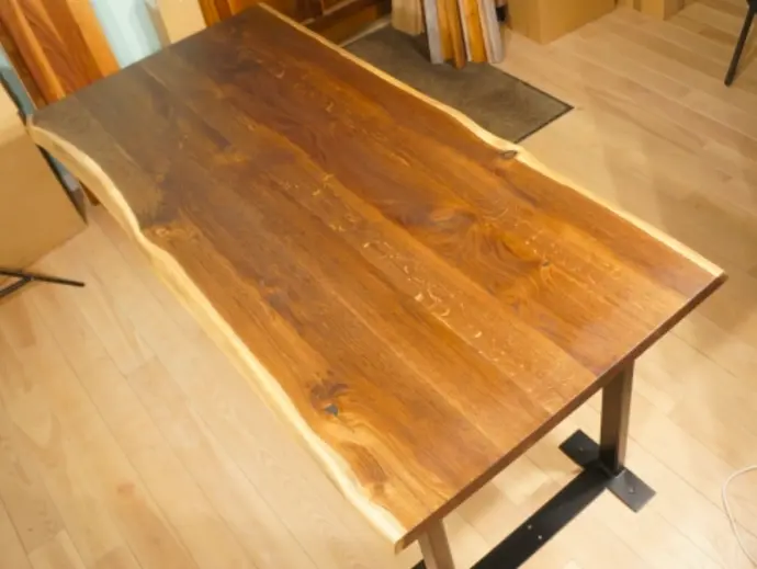 Solid Smoked Oak Worktop Podest 40 mm Rustic grade, with two wooden edges nature oiled