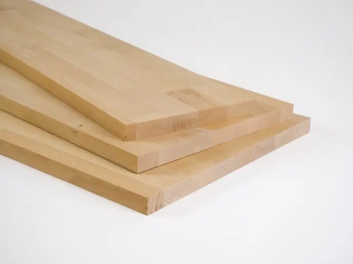 Solid wood edge glued panel Beech lightly steamed A/B 19 mm, 2-2.4 m, KGZ finger jointed lamella, customized DIY