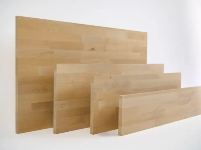 Solid wood edge glued panel Beech lightly steamed A/B 19 mm, finger jointed lamella, customized DIY